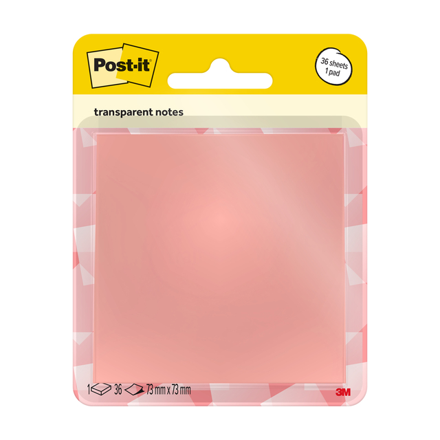 Memoblok Post-it 3M 73x73mm Transparant roze