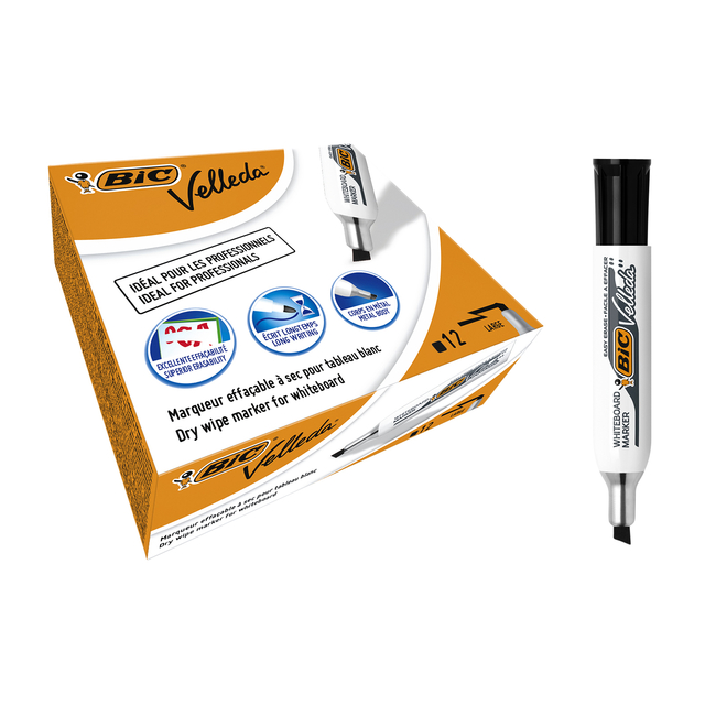 Viltstift Bic Velleda 1781 whiteboard schuin large zwart