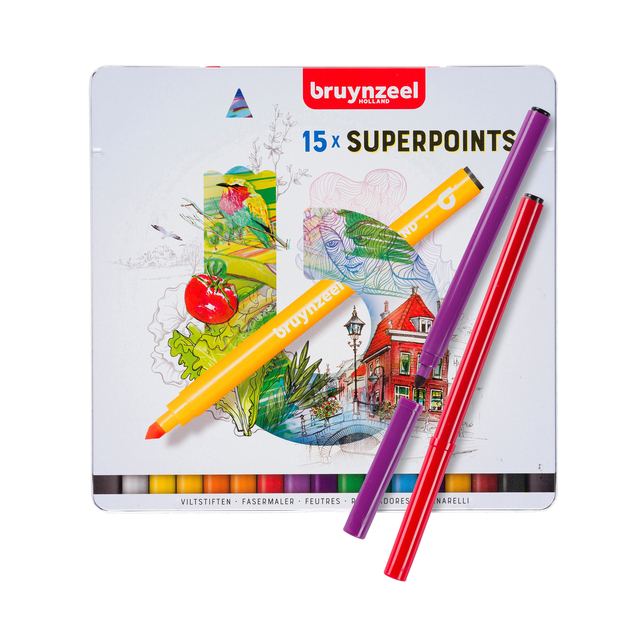 Viltstift Bruynzeel Expression super points blik à 15 stuks assort