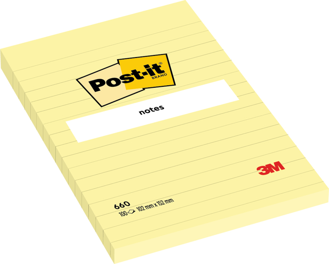 Memo pad Post-it 660 lijn 102x152mm canary yellow