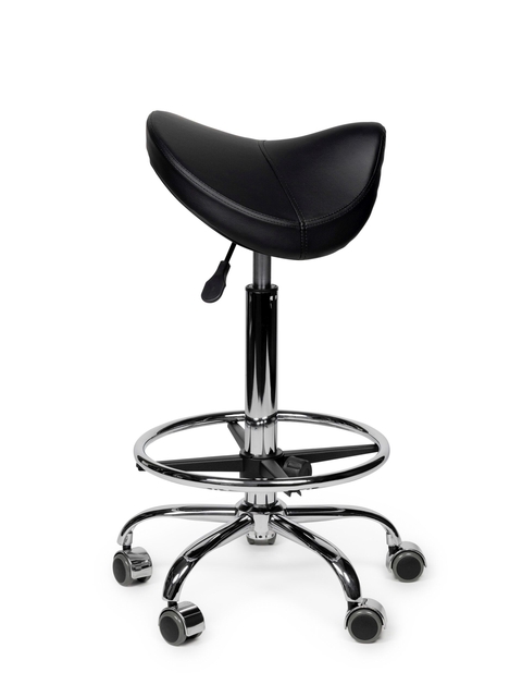 Zadelkruk Office Premium standaard met voetring harde wielen zw