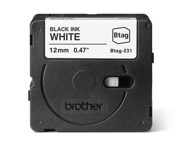 Labeltape Brother P-touch Btag-231 standaard 12mm zwart op wit