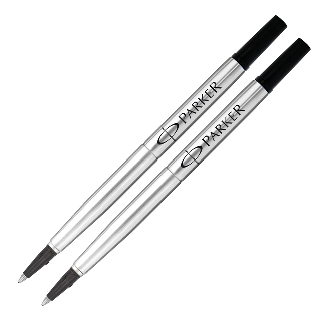 Rollerpenvulling Parker Quink medium zwart blister à 2 stuks