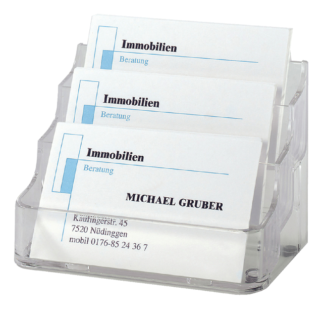 Business card display stand Sigel clear 3 compartments