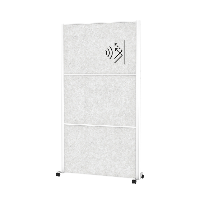Scheidingswand MAUL akoestiek 100x180 3x lichtgrijs wit frame mobiel