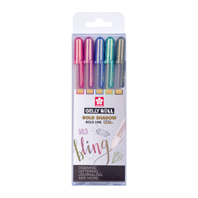 Gelschrijver Sakura Gelly Roll Gold Shadow set à 5 kleure