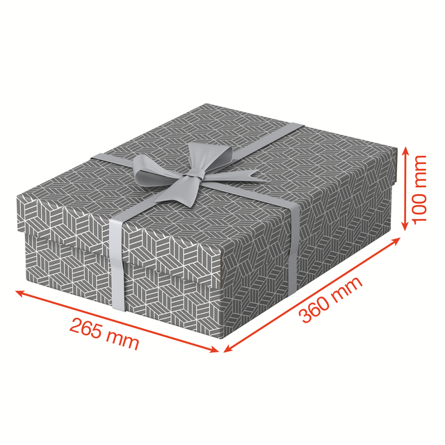 Opberg- en geschenkdoos Esselte home middelgroot 265x100x360mm grijs 3 stuks