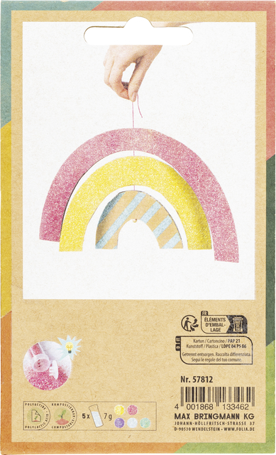 Glitterpoeder Bio Folia Rainbow 7gr 5 kleuren