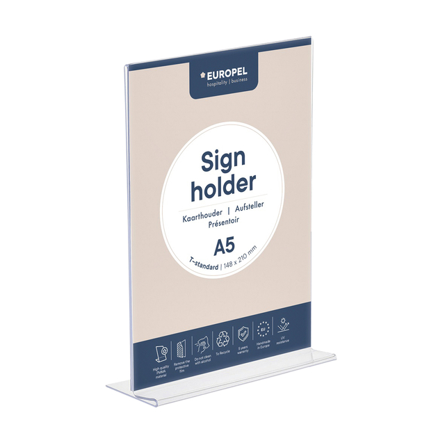 OPUS 2 Sign Holder T-Standard A5 Portrait Acryl