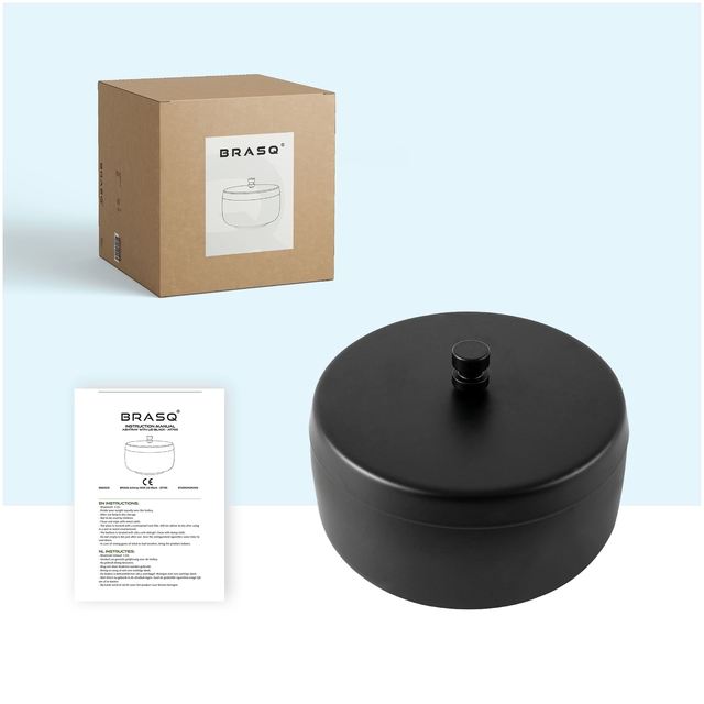 Asbak BRASQ tafelmodel 1 liter met deksel AT700 zwart