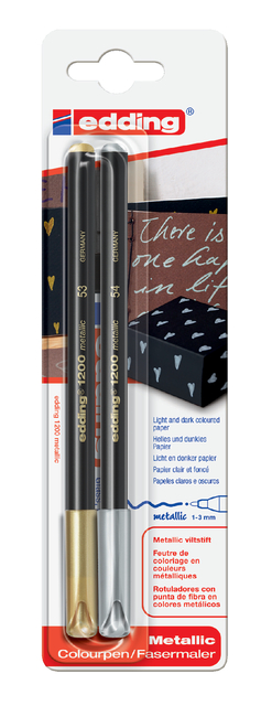 edding 1200 metallic colour pen blister of 2 assorted