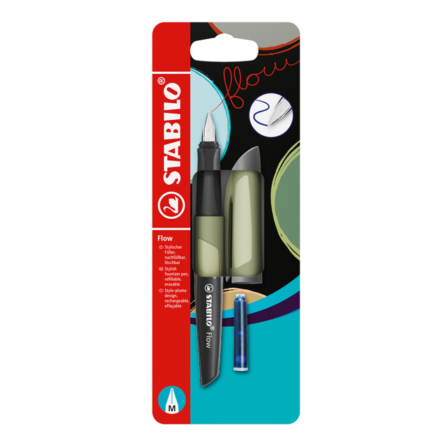 Vulpen STABILO Flow medium khaki blister à 1 stu