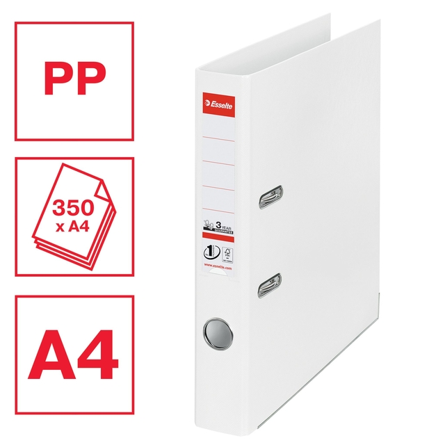 Lever arch file Esselte No 1 Power PP 50mm white 5 pcs