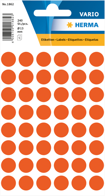 Multi-purpose labels ø 12mm red 240 pcs