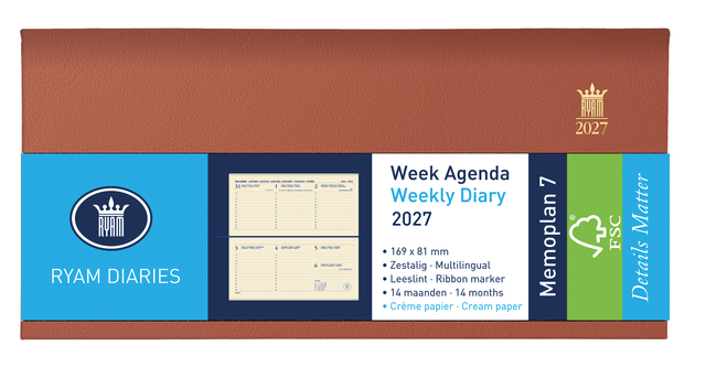 Agenda 2027 Ryam Memoplan 7 Nappa 7dagen/2pagina's landscape assorti