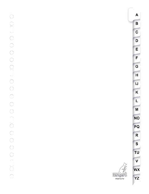 Dividers Kangaro A4 cardboard 190 grs 23 holes 20 tabs alpha