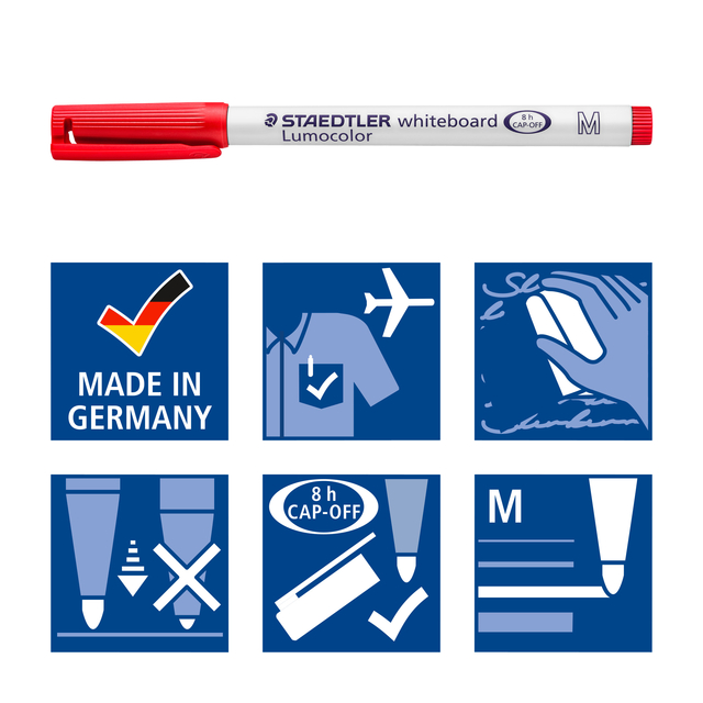 Whiteboardmarker Staedtler 301 rond assorti 1mm 4stuks