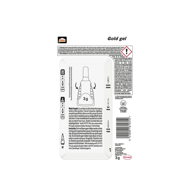 Superglue Pattex Gold GEL tube 3 grams on blister