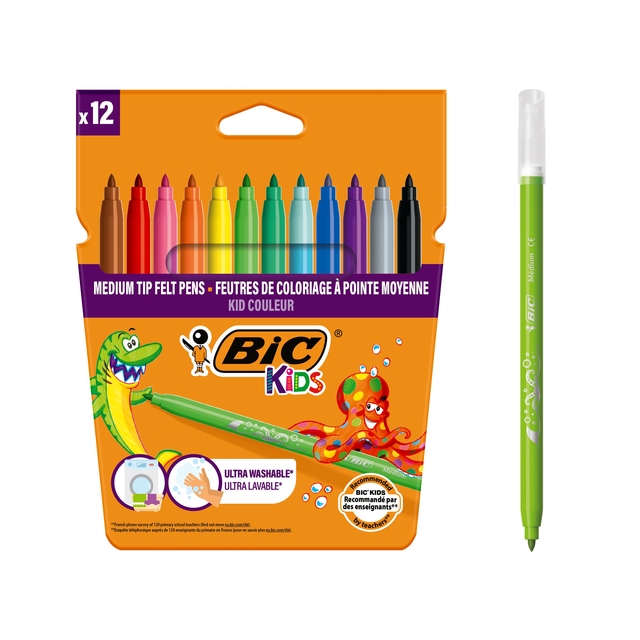 Kleurstiften BicKids kid couleur  medium assorti etui à 12 stuk