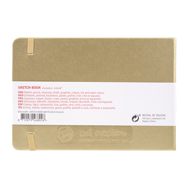 Schetsboek Talens Art Creation 80 witte vellen 140gr 210x150mm witgoud