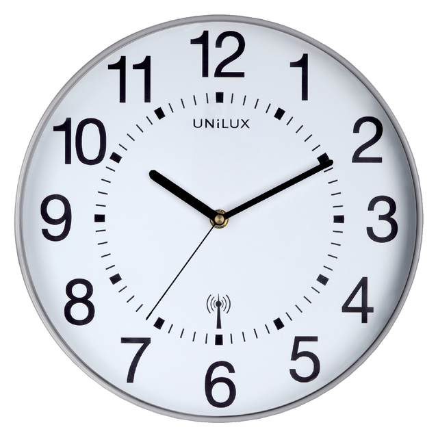 Wall clock Unilux Wave radio controlled Ø 30cm silver-grey/whit