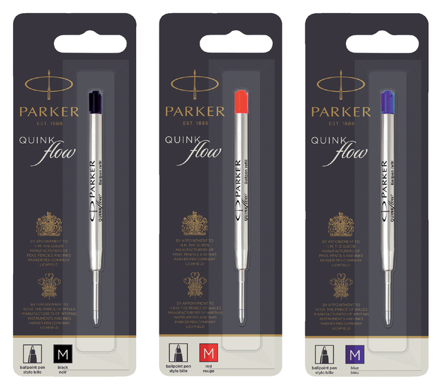Balpenvulling Parker Quinkflow medium blauw blister à 1 stu