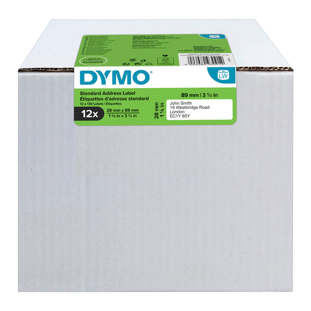 Etiket Dymo LabelWriter adressering 28x89mm 12 rollen á 130 stuks wi