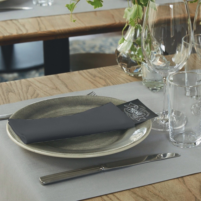 Dinerservet Tork Linstyle Premium 1/8 vouw 1-laags 390x390mm 50 vel zwart 478196