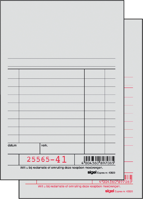 Cash register Sigel Expres with carbon 150x110mm 2x50 sheets