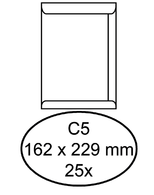 Envelop Hermes akte C5 162x229mm zelfklevend wit pak à 25 stuk