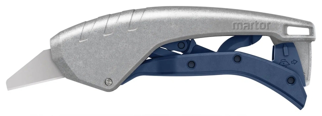 Veiligheidsmes Martor Secunorm 610 XDR trapezium 32mm met holster zilver