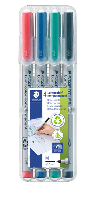 Viltstift Staedtler Lumocolor 315 non permanent M set à 4 stuks assort