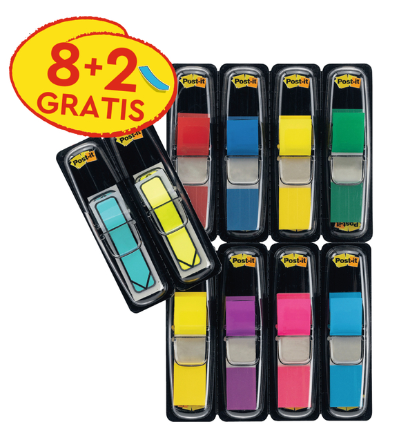 Index tabs 3M Post-it 683 11.9x43.2mm 8 assorted colours + 2 sets arrow shape for free