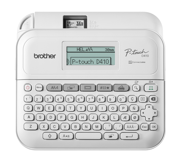Labelprinter Brother P-touch TZe PT-D410 desktop qwerty 18mm wit in koffer