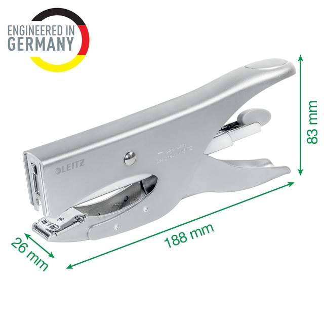 Niettang Leitz achterlaadmodel P3 40 vel zilver