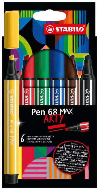 Viltstift STABILO Pen 68 Max Arty assorti etui à 6 stuk