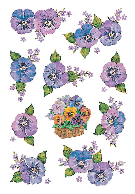 DECOR stickers pansy heads 3 sheets