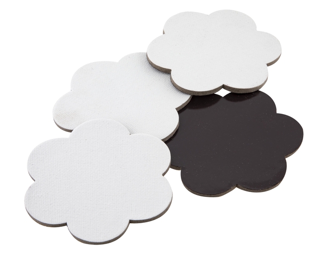 Canvas Nassau fine art ster en bloem 7,5cm magnetisch 4 stuks