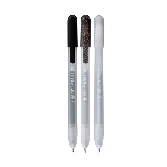 Gelschrijver Sakura Gelly Roll Special 08 klikfunctie set à 3 kleuren zilve