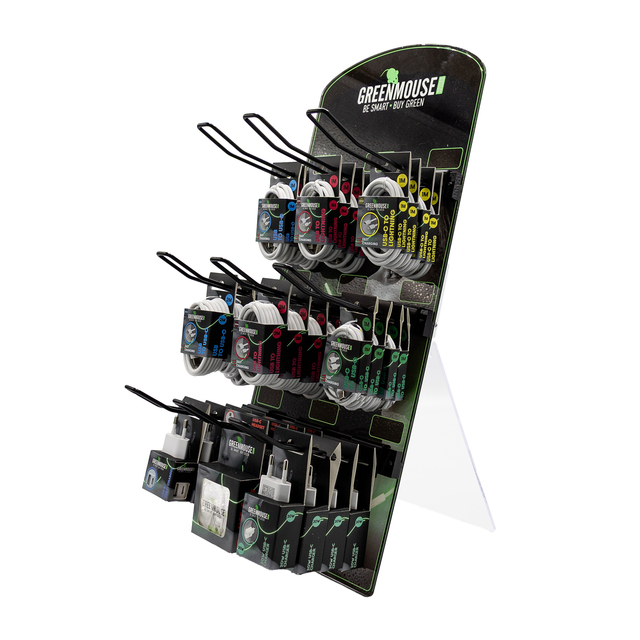 Kassadisplay Green Mouse telefoonaccessoires voor blisterverpakkingen