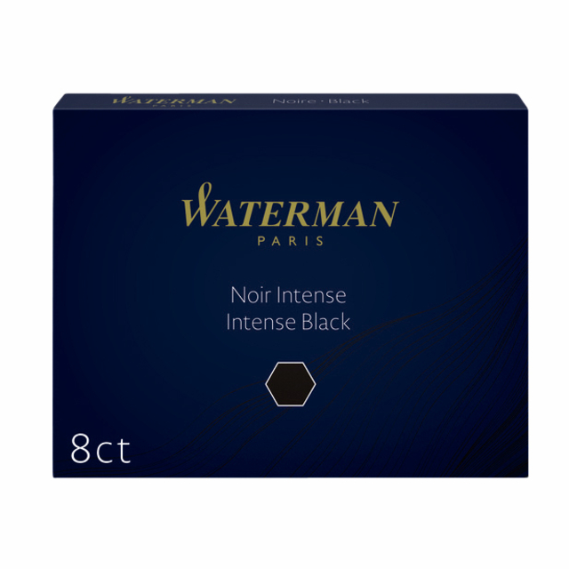 Inktpatroon Waterman nr 23 lang zwart pak à 8 stuk