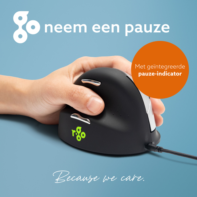 R-Go HE Mouse, Ergonomic mouse, Medium (165-195mm), Left Handed, wired