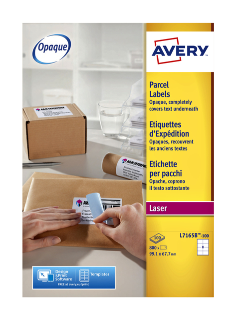 Etiket Avery L7165B-100 99.1x67.7mm blockout 800stuks