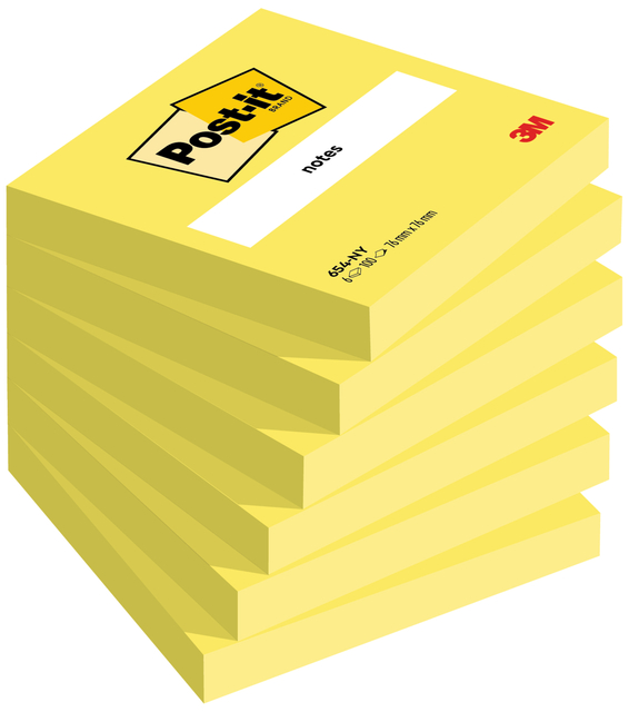 Memo pad Post-it 654 76x76mm neon yellow 100 sheetes