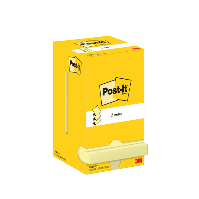Memo Pad Post-it Z-Note R330 76x76mm yellow 12 pieces