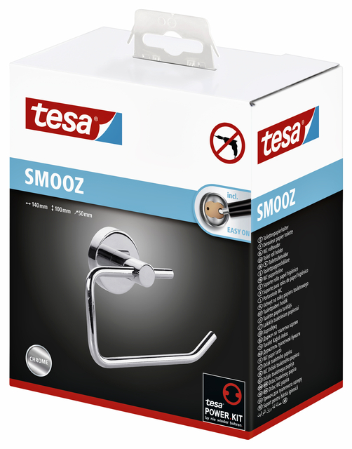 Toiletrolhouder tesa® Smooz hoogglans verchroomd metaal zelfkleven