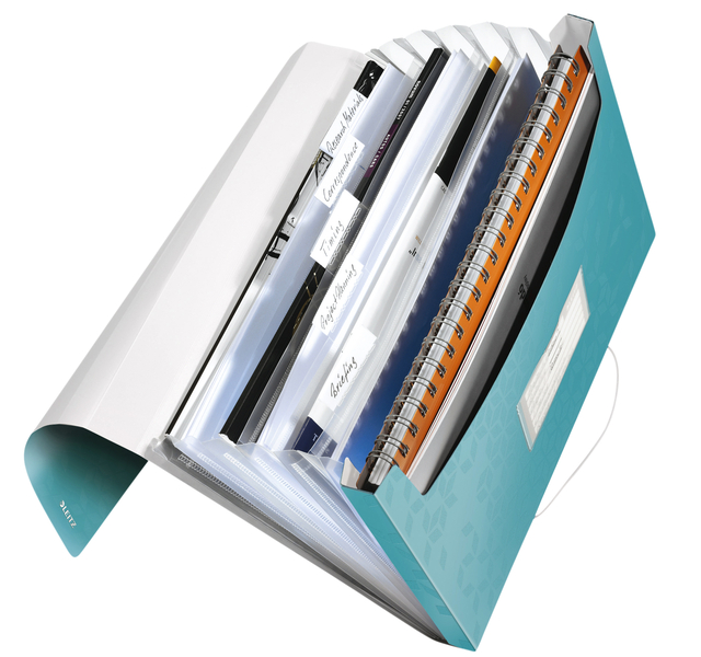 Expanding File Organizer Leitz WOW A4 6 compartments iceblue
