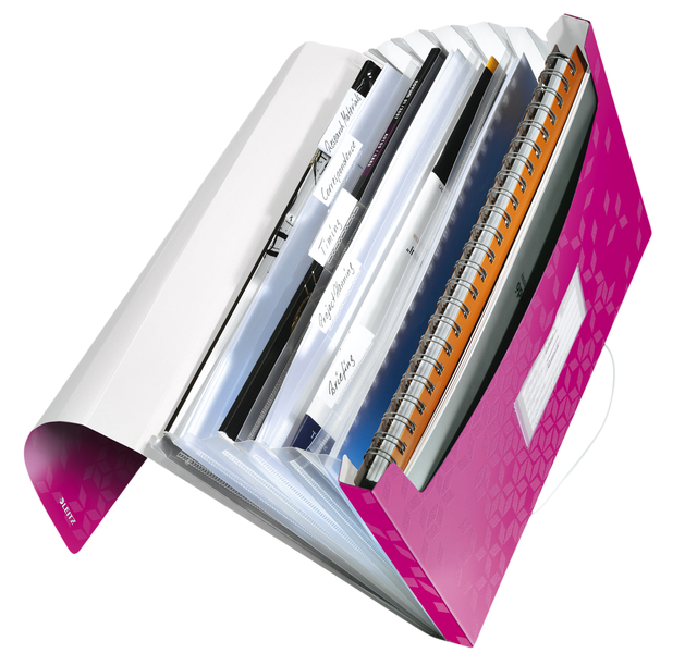 Expanding File Organizer Leitz WOW A4 6 compartments pink