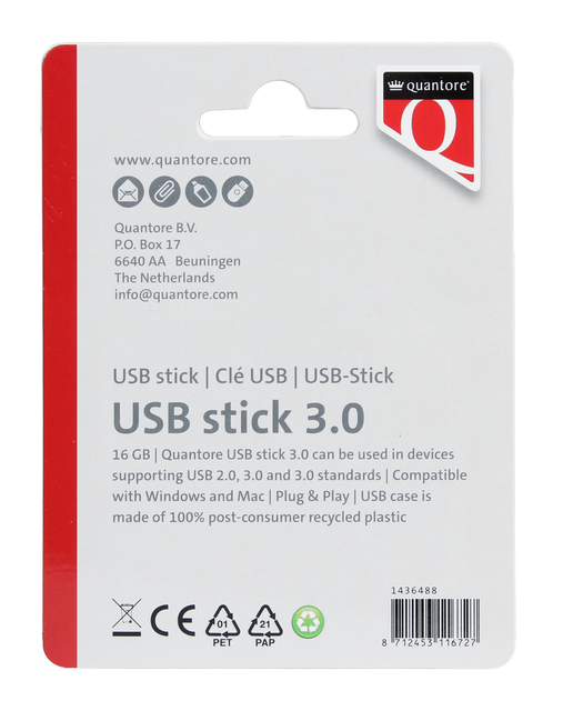 USB stick 3.0 Quantore USB-A 16GB zwart