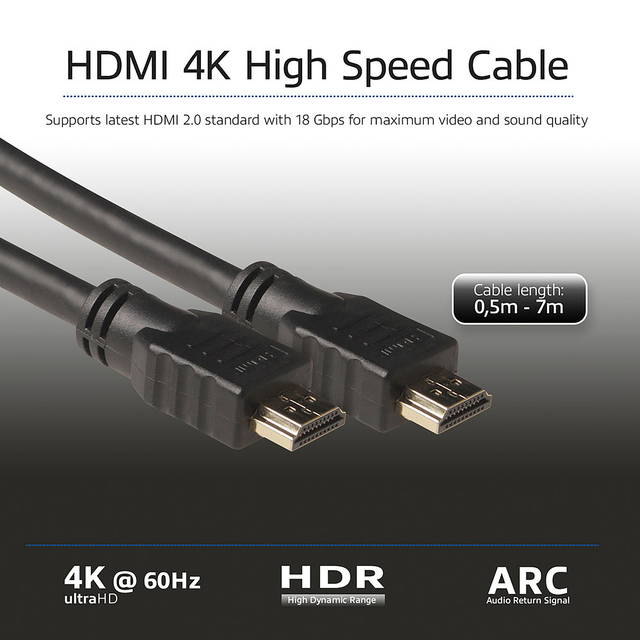 Kabel ACT HS v2.0 HDMI-A male - HDMI-A male (AWG30) 1 meter